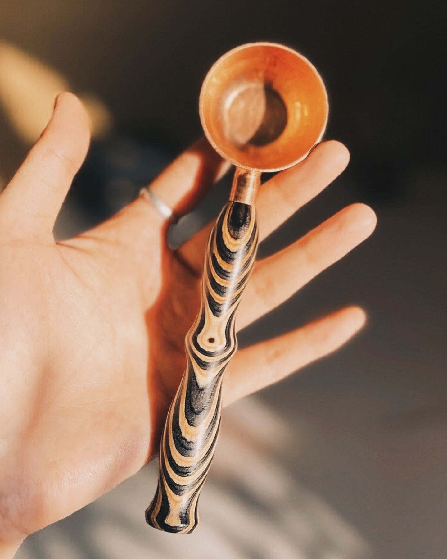Skateboard Copper Coffee Bean Spoon With Handmade Handle