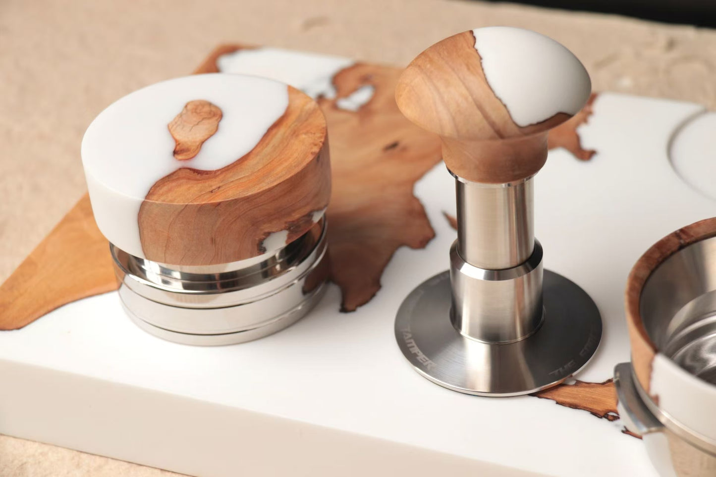 Handmade High-Class 58MM Coffee Tools Set (Distributor+Portafilter+Dosing Funnel)